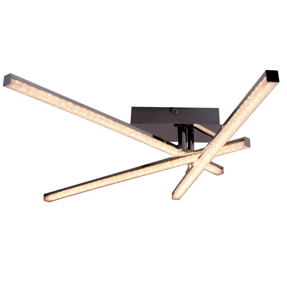 LED DECKENLEUCHTE Stahl Kristall Grau - Grau, Metall (77/51/13cm)