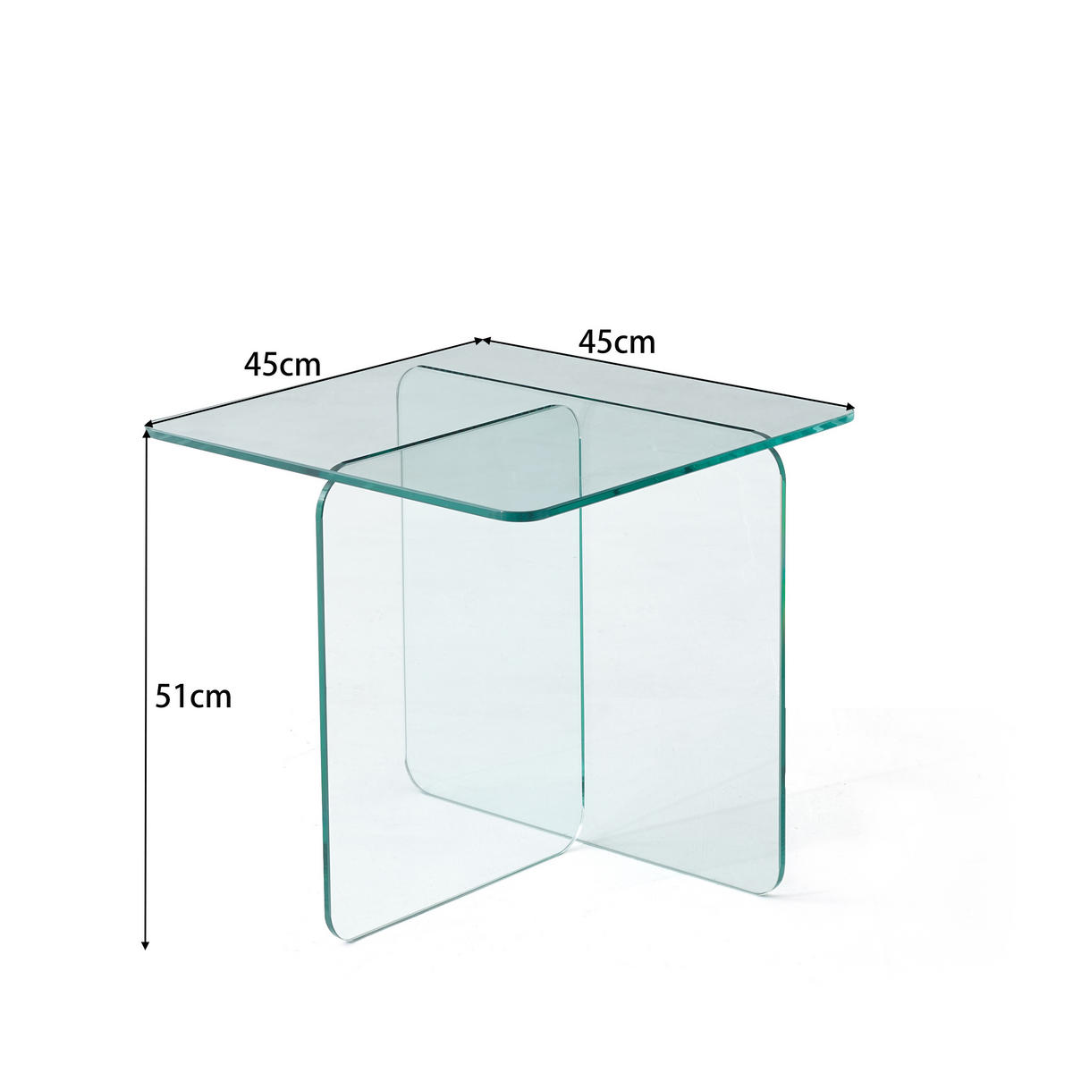 BEISTELLTISCH Transparent 45/45/51 cm aus Glas - Klar, Glas (45/45/51cm) - PANGIVO
