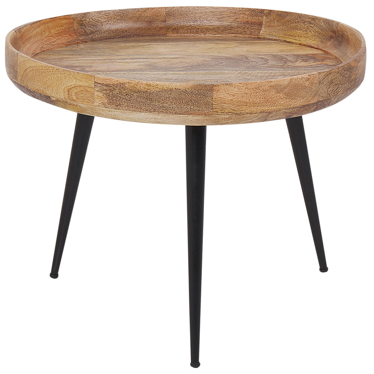 COUCHTISCH Mangoholz hellbraun/schwarz 49 cm Edna - Hellbraun/Schwarz, Holz (49/49/40cm) - Beliani