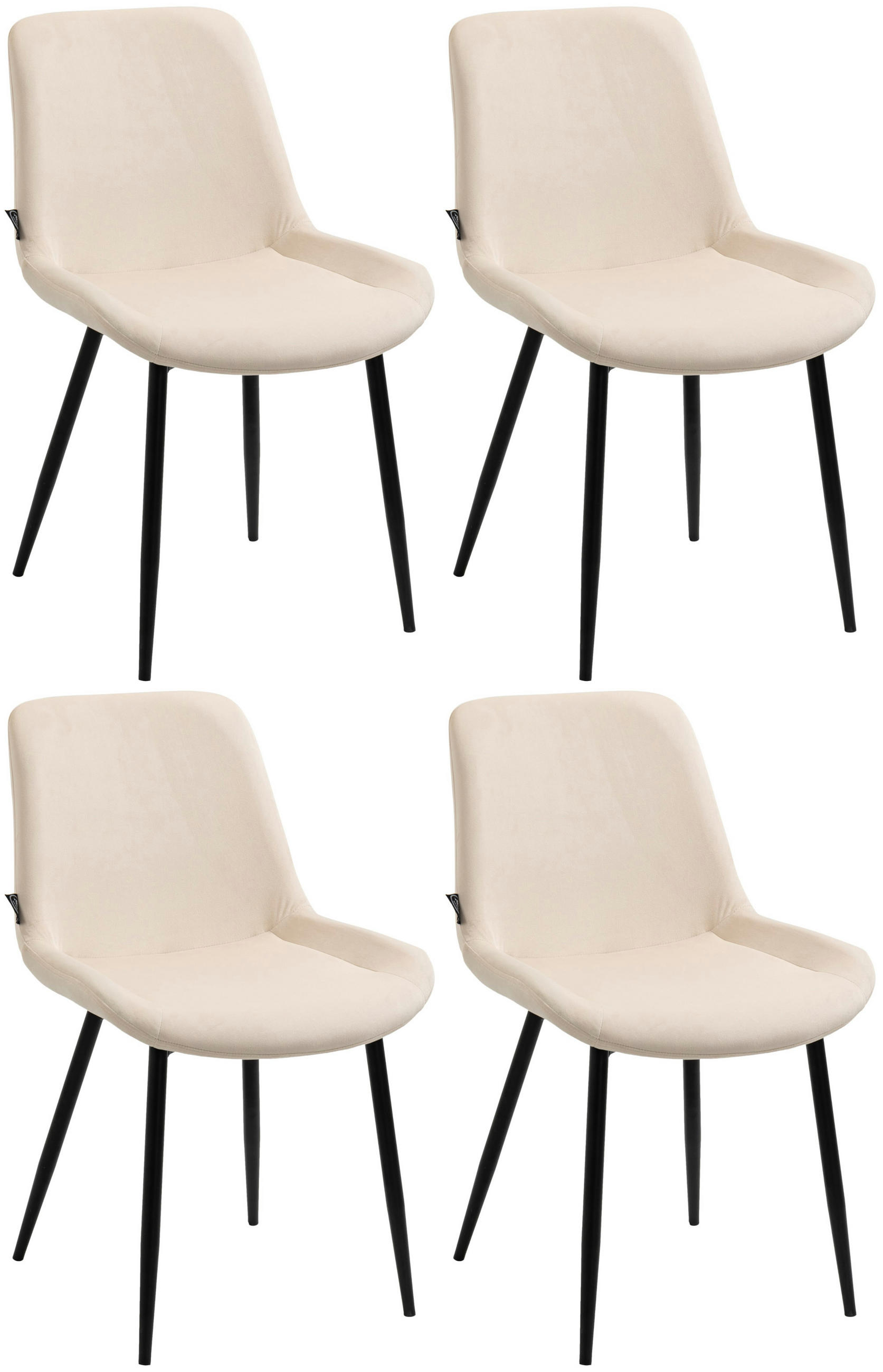 STUHL 4er Set Samt creme - Creme/Schwarz, Textil/Metall (51/80/60cm) - CLP