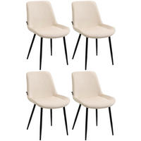 STUHL 4er Set Samt creme - Creme/Schwarz, Textil/Metall (51/80/60cm) - CLP