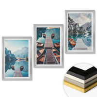 WANDBILDER 3er Set - 40x60 cm Silberner Rahmen - Seebrücken, Boote, Frieden - Silberfarben, Kunststoff (40/60cm) - ArtPrintCave