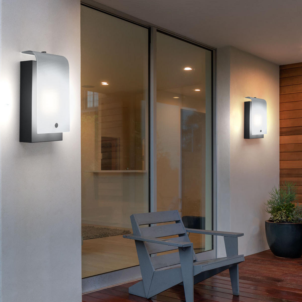 LED AUSSEN-WANDLEUCHTE Stahl Silber - Silberfarben, Glas (7/22.5/12cm)