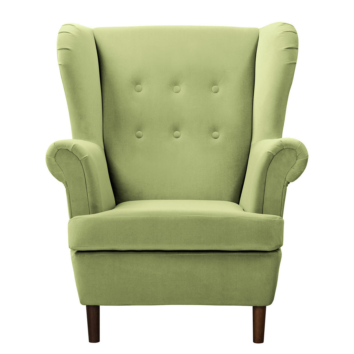 OHRENSESSEL - Dunkelbraun/Grün, Textil (85/101/89cm) - home24