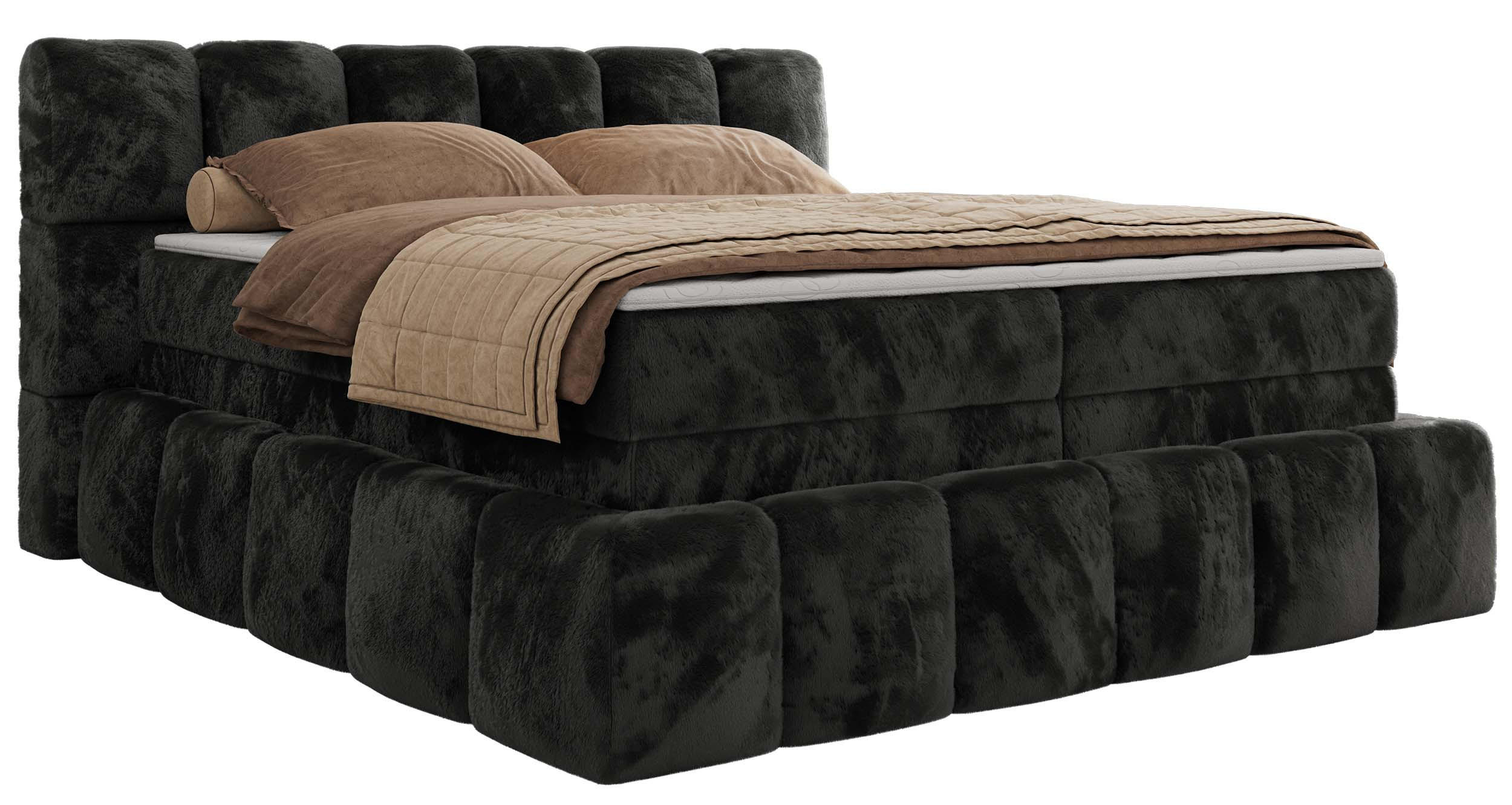 BOXSPRINGBETT NIRA KING 180/200 Dunkelgrau Plüsch - H4 - Dunkelgrau, Holz/Textil (180/200cm) - MKS