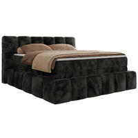 BOXSPRINGBETT NIRA KING 180/200 Dunkelgrau Plüsch - H4 - Dunkelgrau, Holz/Textil (180/200cm) - MKS