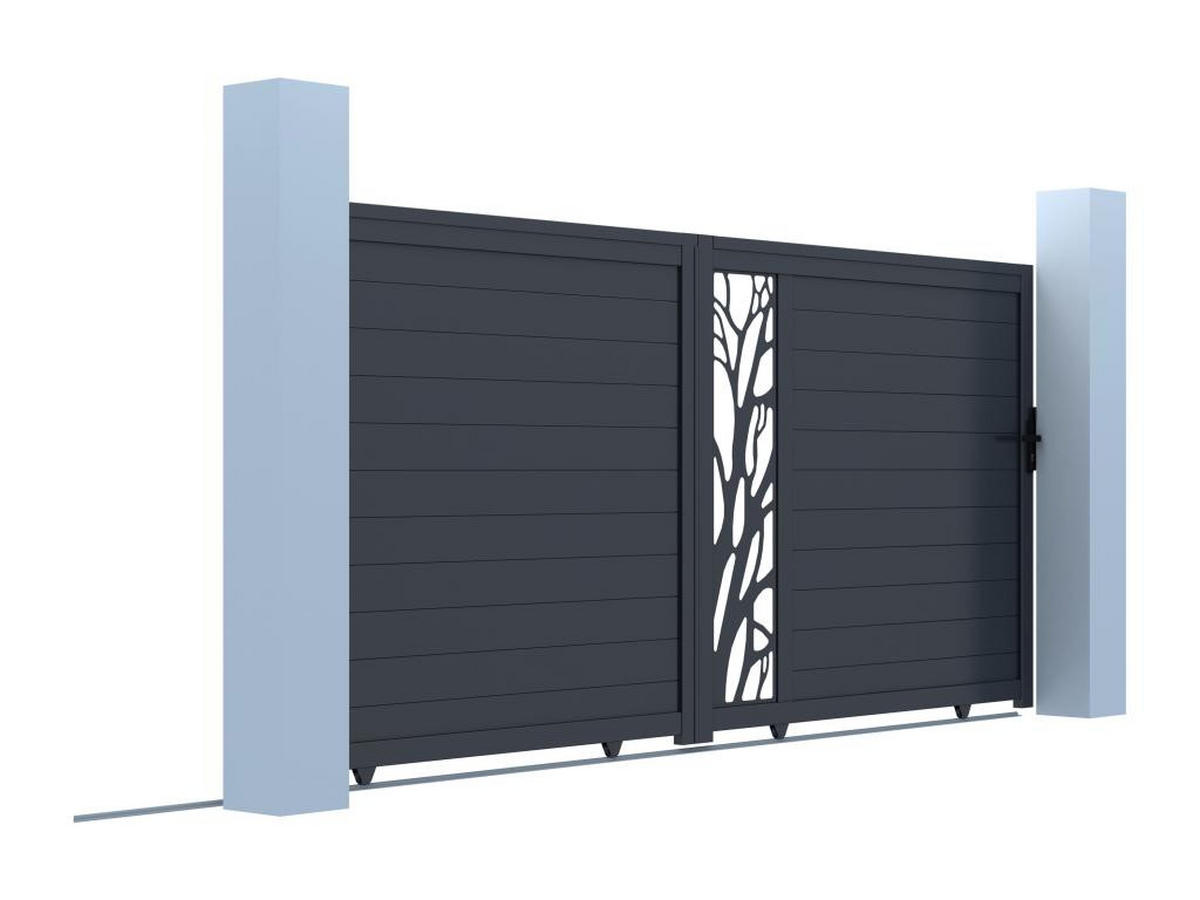 SCHIEBETOR - 384cm x 4.5cm - Aluminium - anthrazitgrau - LABRIT II - Anthrazit, Metall (384/178.5cm) - Vente-Unique