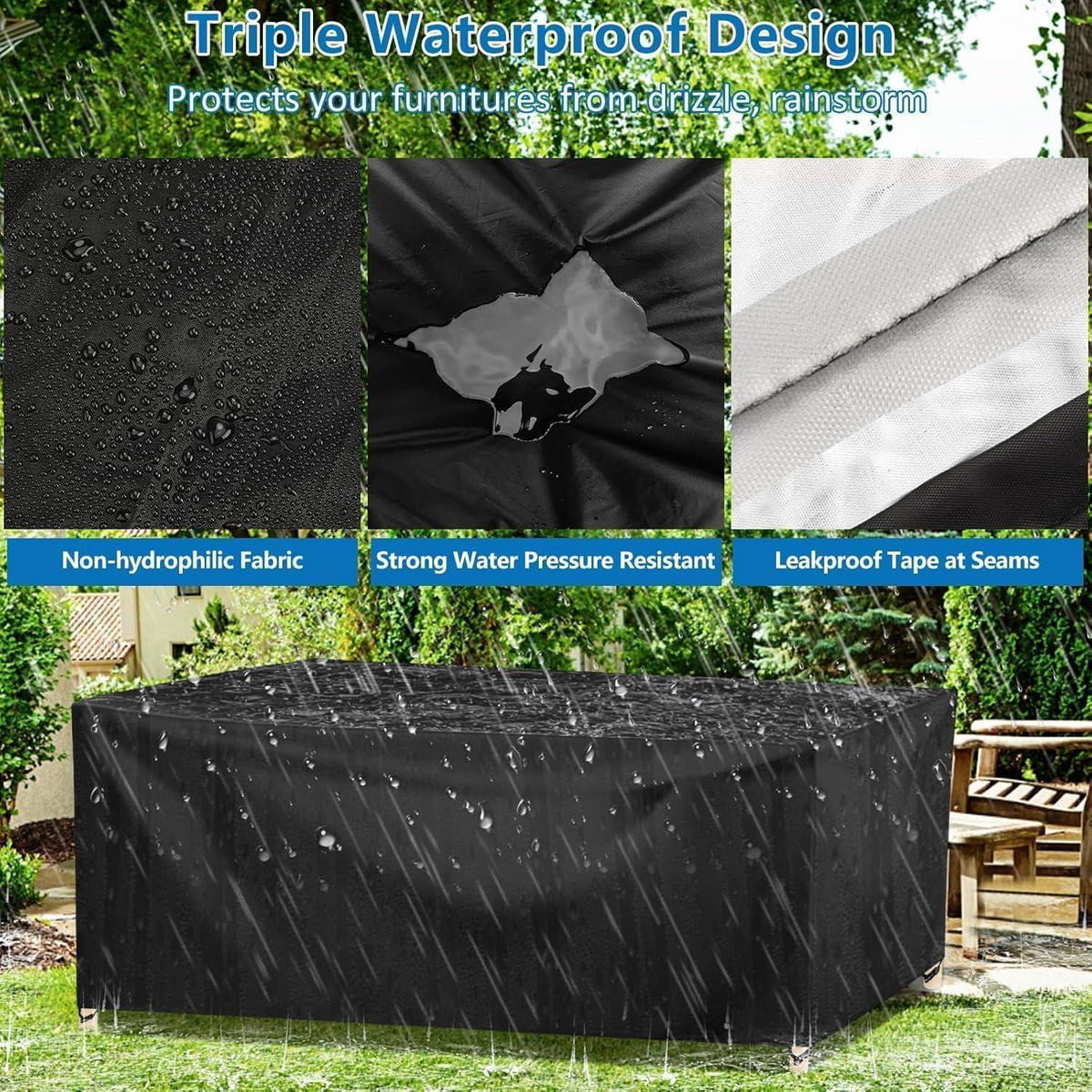GARTENMÖBEL Abdeckung Wasserdicht 420D Oxford 300 x 300 x 98 cm - Schwarz, Textil (300/98/300cm)