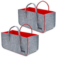 FILZTASCHE Kaminholzkorb - 2er Set - 50x25x25cm - Shopper Einkaufstasche - Rot, Kunststoff (50/25/25cm) - Dunedesign