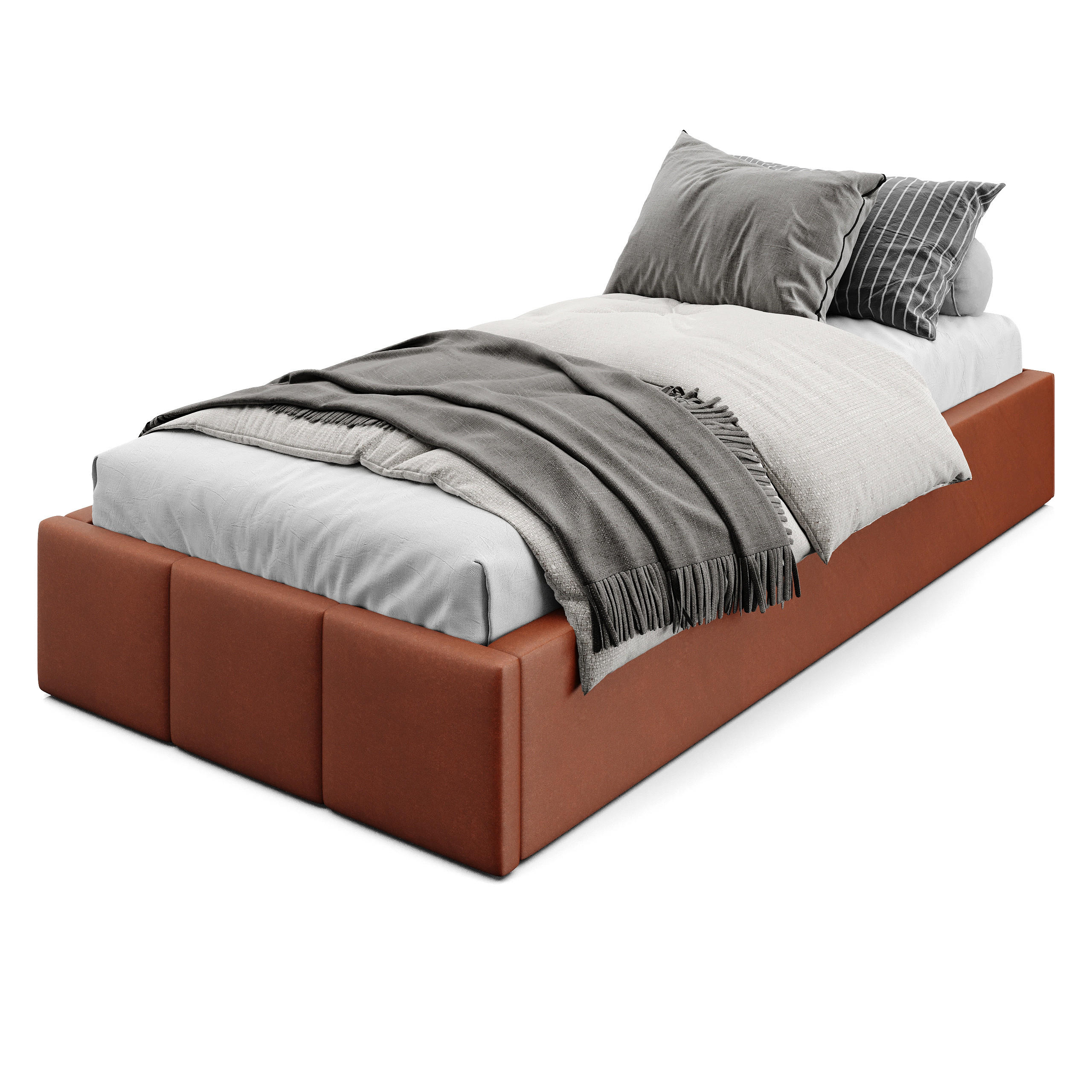 POLSTERBETT für Schlafzimmer Bett mit Stauraum Honigfarbe 90x200cm - Orange/Braun, Holzwerkstoff/Textil (90/200cm) - Muralo