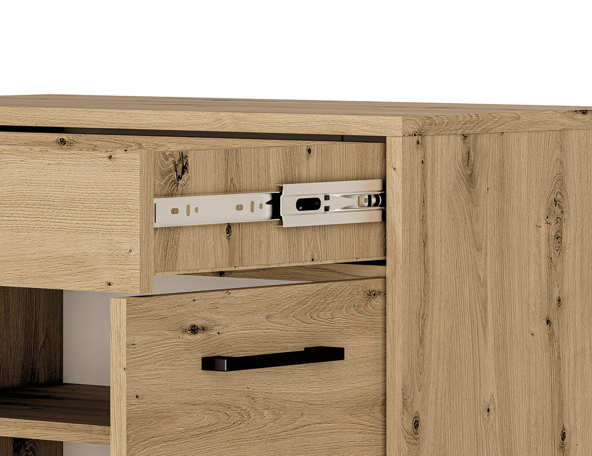 KOMMODE Nevio Artisan Eiche 138 / 41 / 83cm - Eiche Artisan/Braun, Holz/Holzwerkstoff (138/83/41cm) - Feldmann-Wohnen