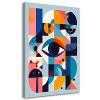 LEINWANDBILD Abstraktion Auge im Bauhaus-Stil 80x120cm - Multicolor, Textil (80/120cm) - Feeby