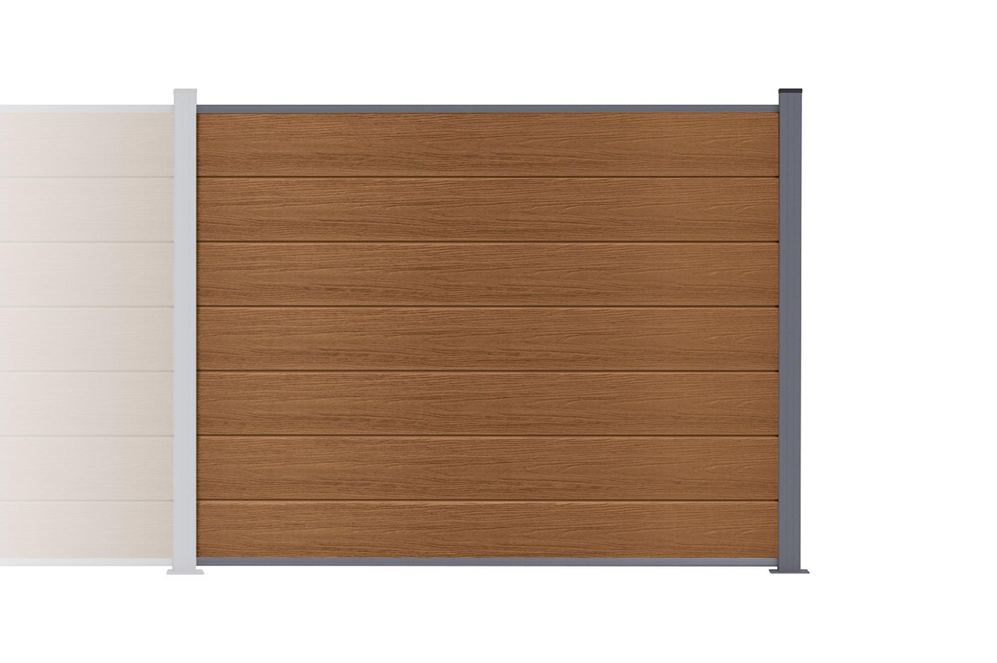 ERWEITERUNGSSET für Verbundzaun 2 m STOCKHORN, H. 150 cm, auf Teakholz-Sockel - Braun, Holzwerkstoff (200/150cm) - Casanoov