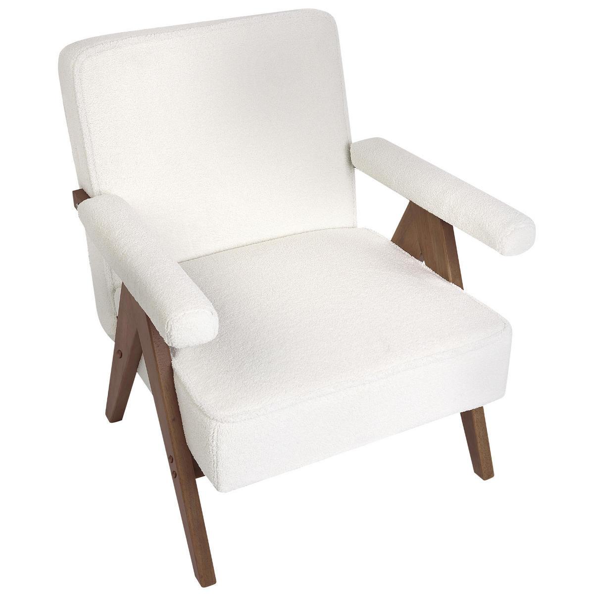 SESSEL Bouclé Cremeweiß Evje - Dunkelbraun/Weiß, Textil (65/81/57cm) - Beliani