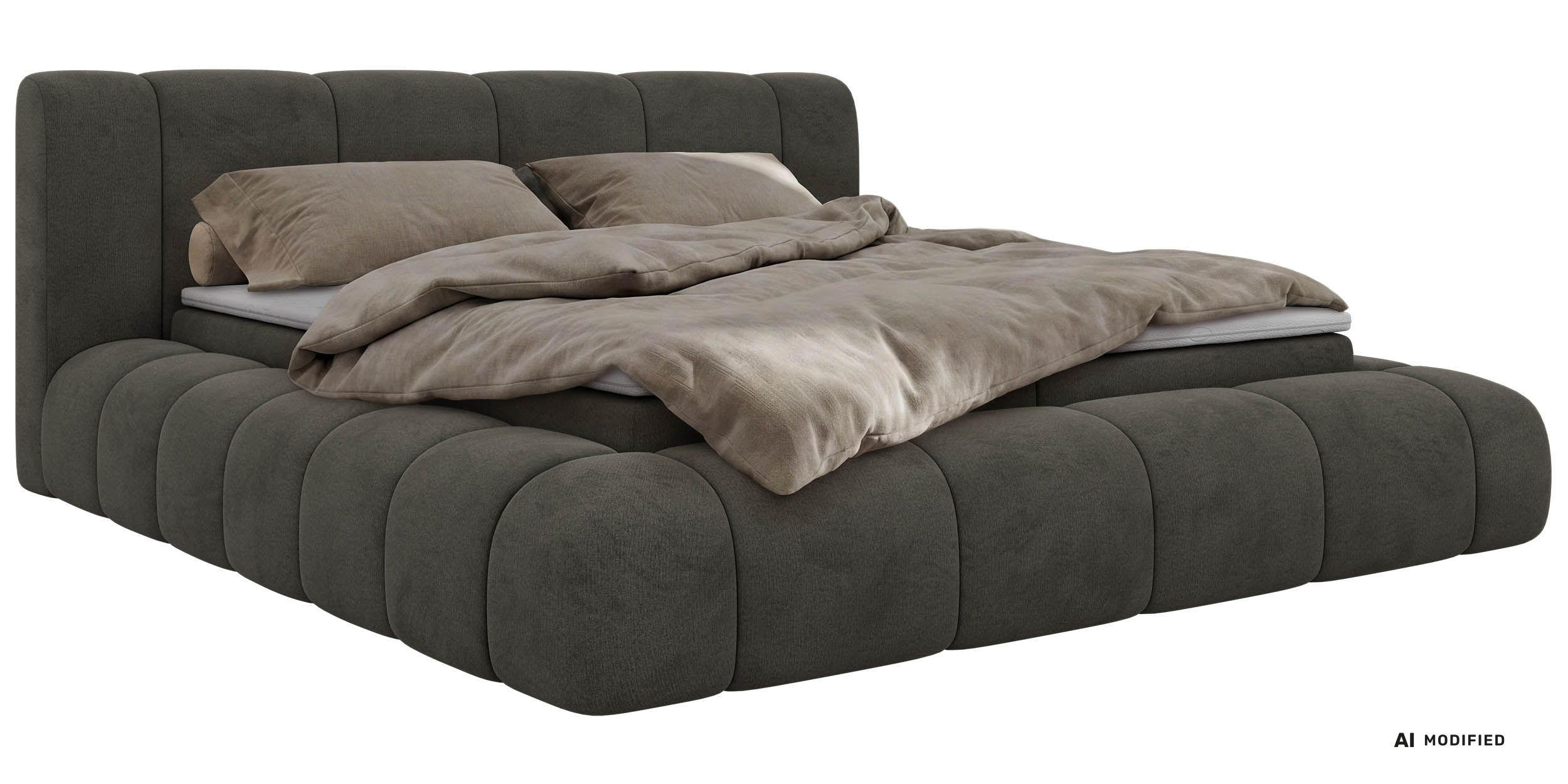 AMERICKÁ POSTEĽ NUBEA 160/200 - Tmavosivá Samet - Topper T25 - H4 (tvrdý) - čierna/tmavosivá, textil/plast (160/200cm) - MKS
