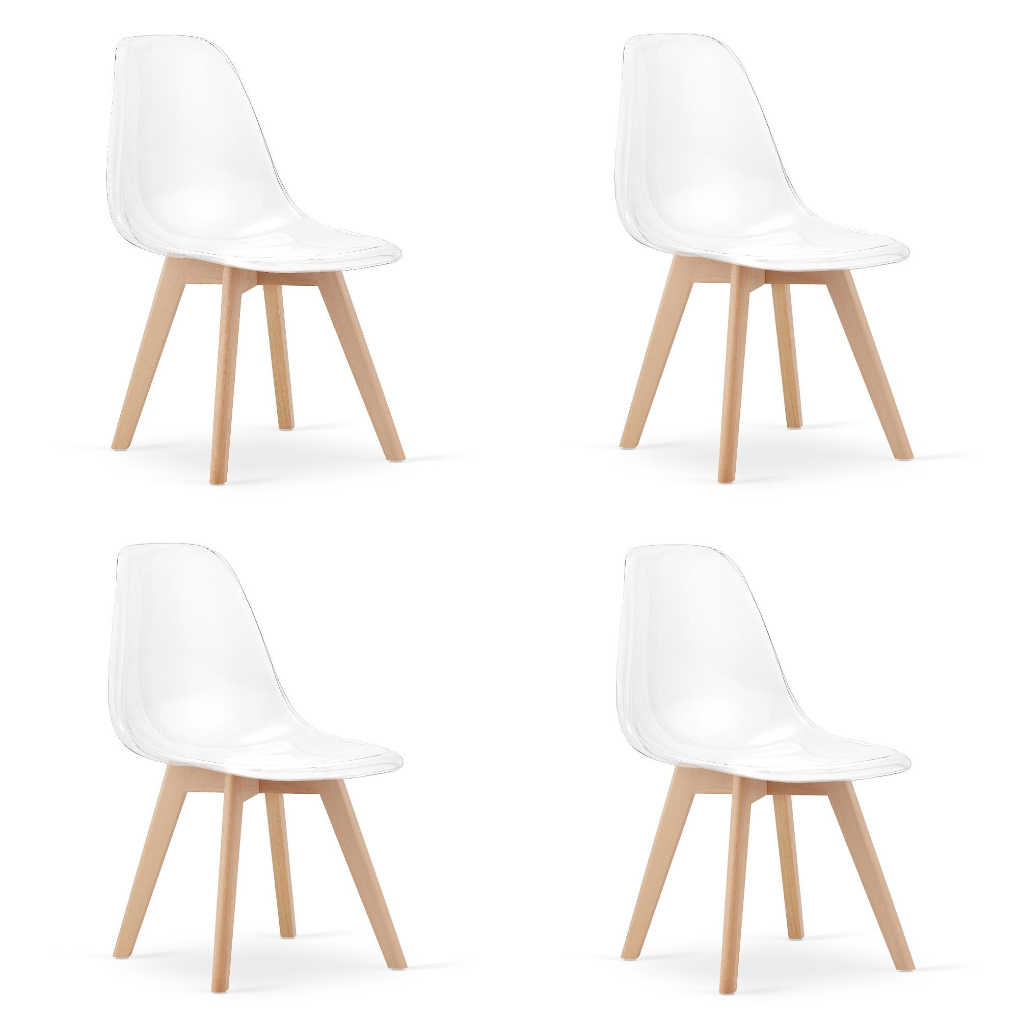 ESSZIMMERSTUHL 4-er Set KITO transparenter Sitz, natürliche Beine - Transparent/Naturfarben, Kunststoff (46/80/54.5cm) - Valora