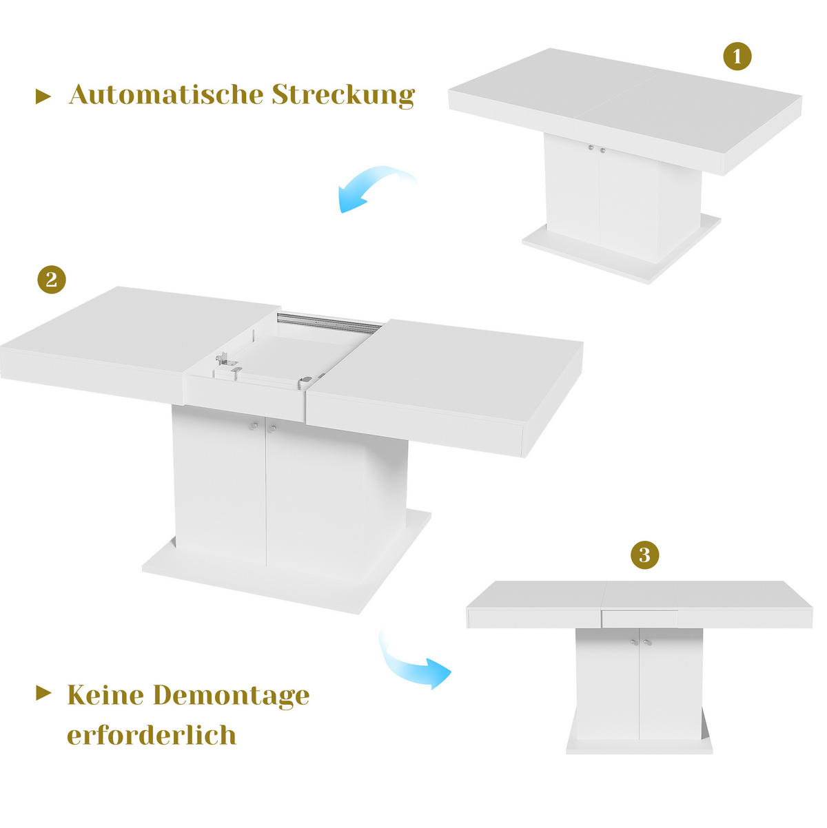 ESSTISCH 140/180 cm Weiß aus Spanplatte mit Ausziehfunktion - Weiß, Holzwerkstoff (180/140/76cm) - OKMYHOME