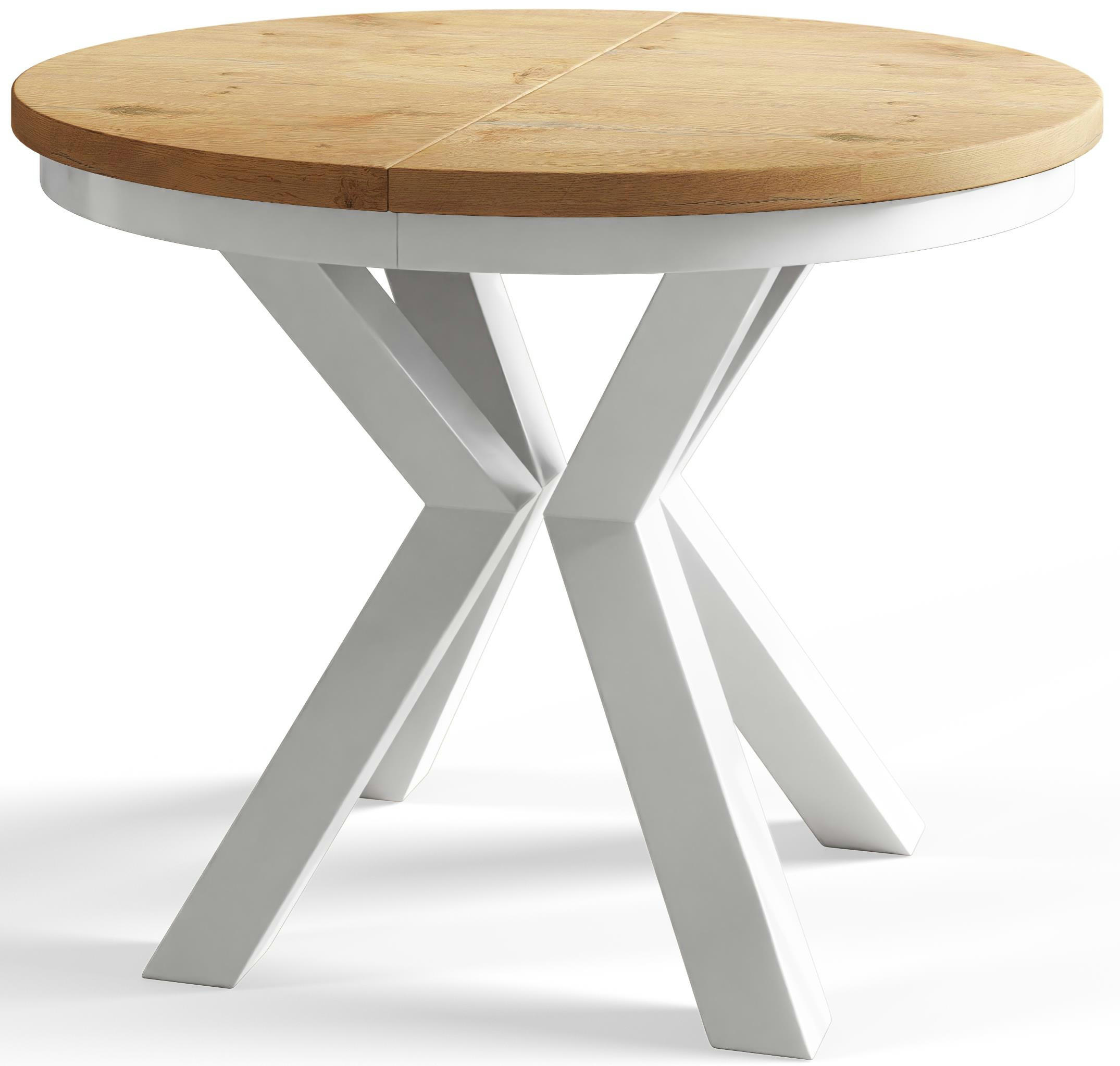 ESSZIMMERTISCH LOFT, ausziehbarer Tisch 100 cm/180 cm, Farbe: Hellbraun, mit Metallbeinen in Farbe Weiß - Beige/Weiß, Holzwerkstoff (100/100/76cm) - Alpi-Möbel