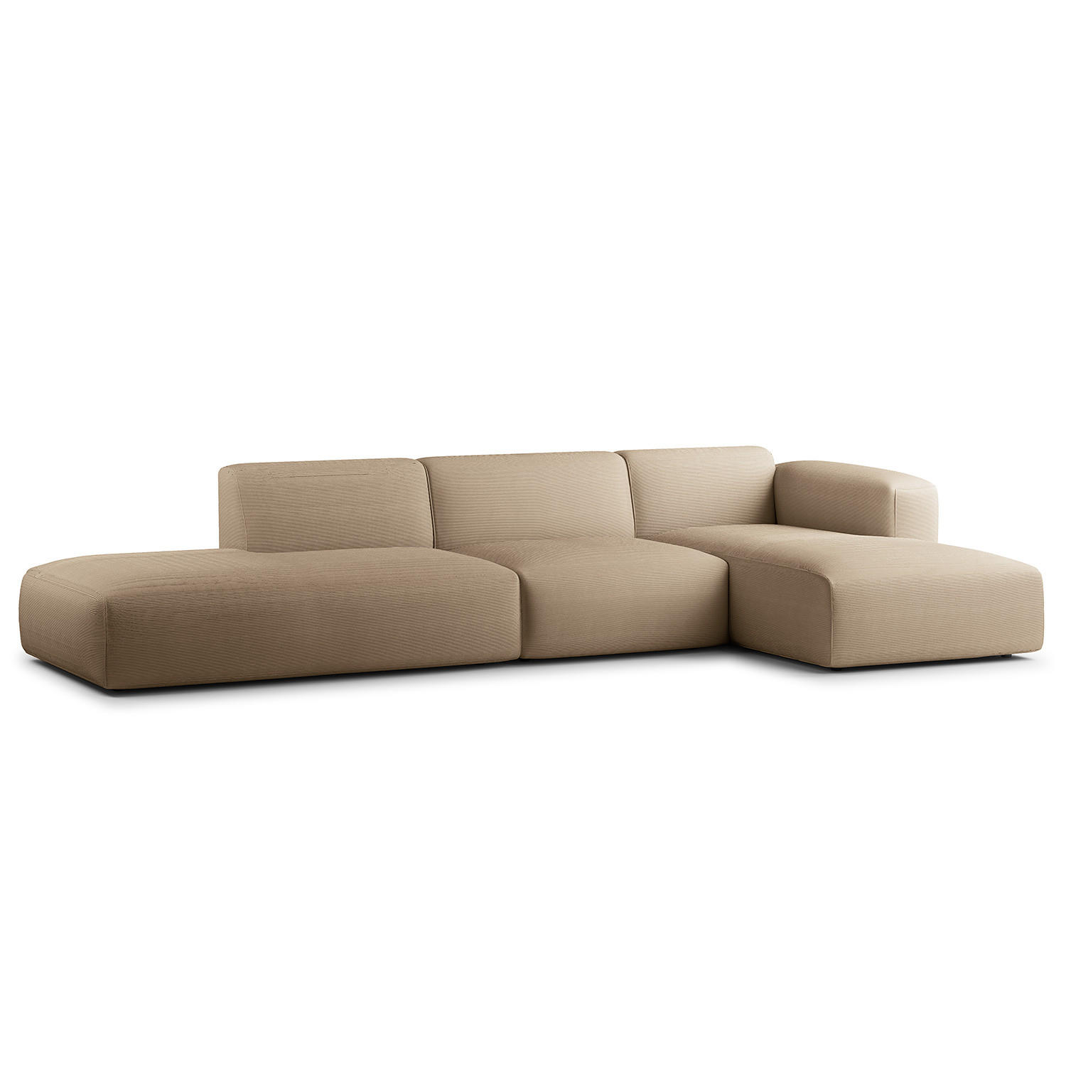 ECKSOFA mit Chaiselongue - Taupe/Schwarz, Textil (290/173cm) - home24