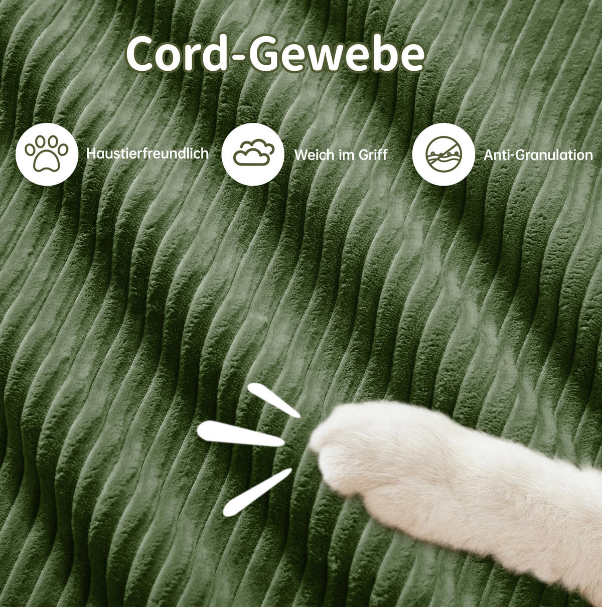 ECKSOFA modular rahmenlos Cord Green - Grün, Textil (298/75/103cm) - IVMEU
