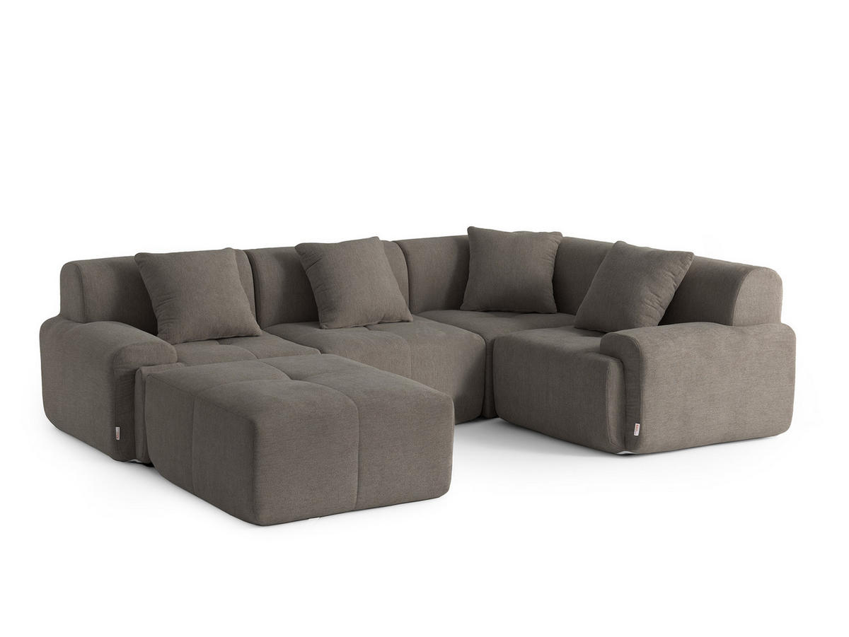 ECKSOFA Chenille Aschbraun - Braun, Textil (260/190cm) - MILYsofa