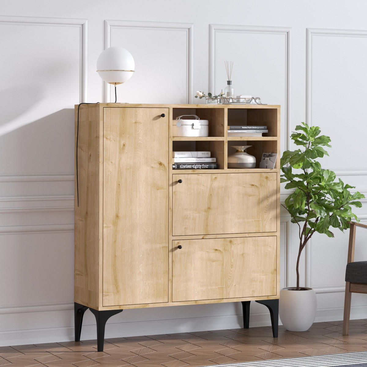 BUFFETSCHRANK ewa beige - Beige, Holz (35/125/100cm) - Habitat Garten