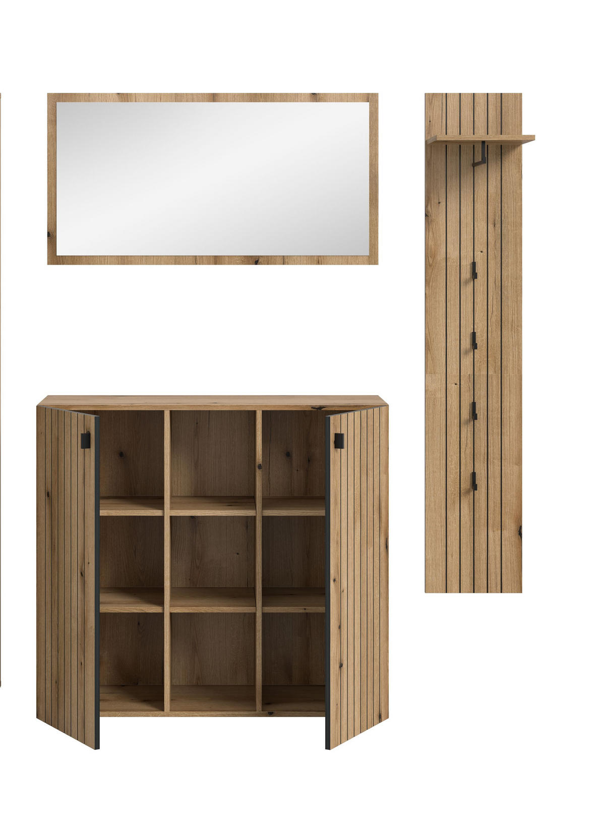GARDEROBEN-SET STATION 3-tlg. (B/H/T: ca. 157/192/37 cm) in Evoke Oak Nachbildung/Evoke Oak Nachbildung - Eichefarben, Holzwerkstoff (157/192/37cm)