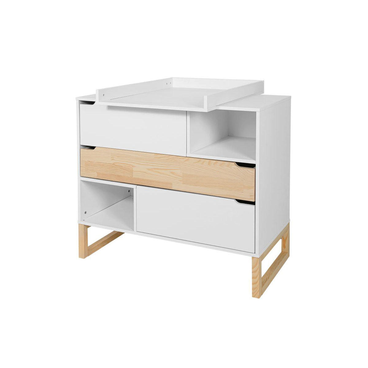 BABYZIMMER 3-teilig Juliette Weiß und Holz - Weiß, Holzwerkstoff (147.5/91.5/77.5cm) - Petits-meubles