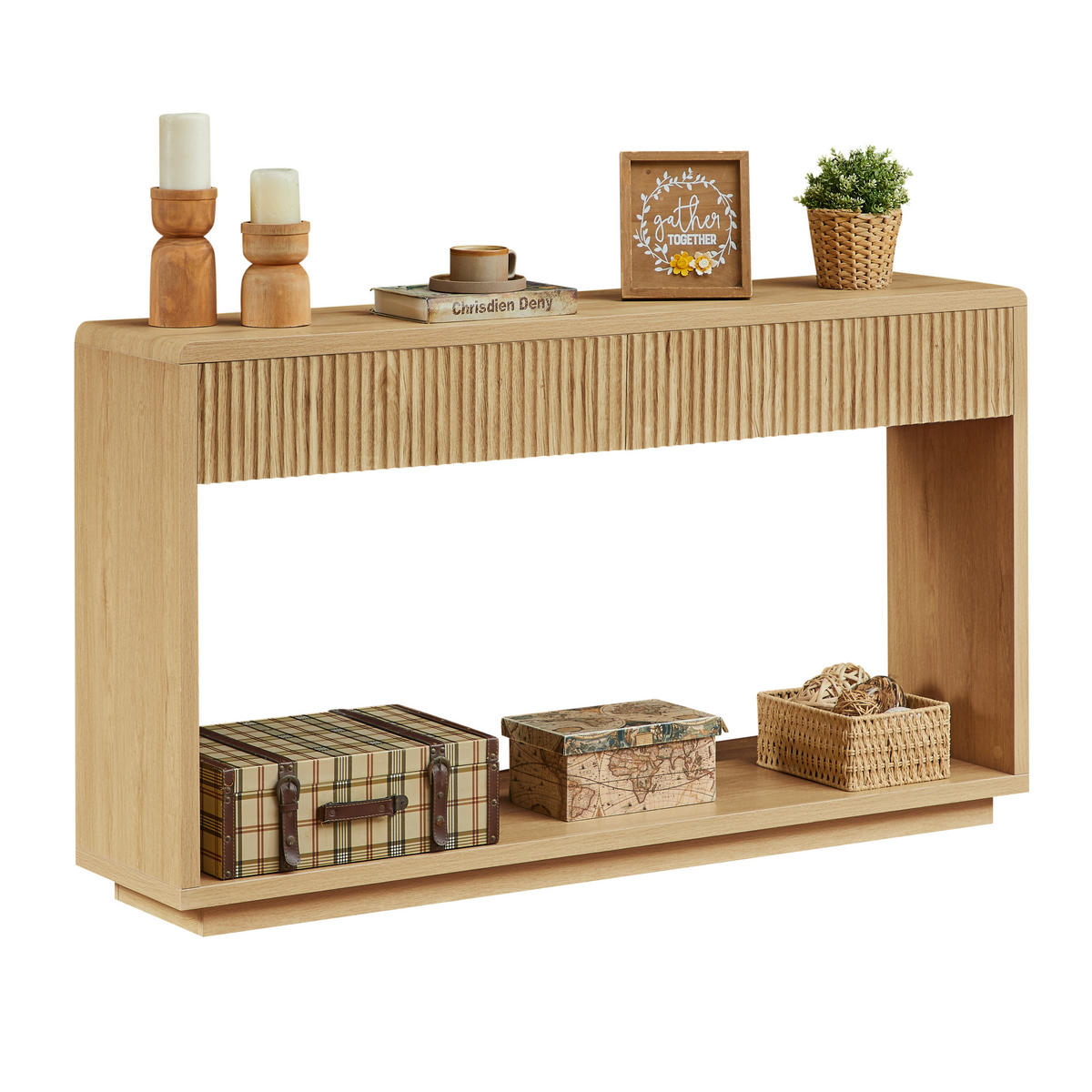 KONSOLENTISCH mit 2 Schubladen Helle Eiche 150 cm - Naturfarben, Holzwerkstoff (150/35/85cm)