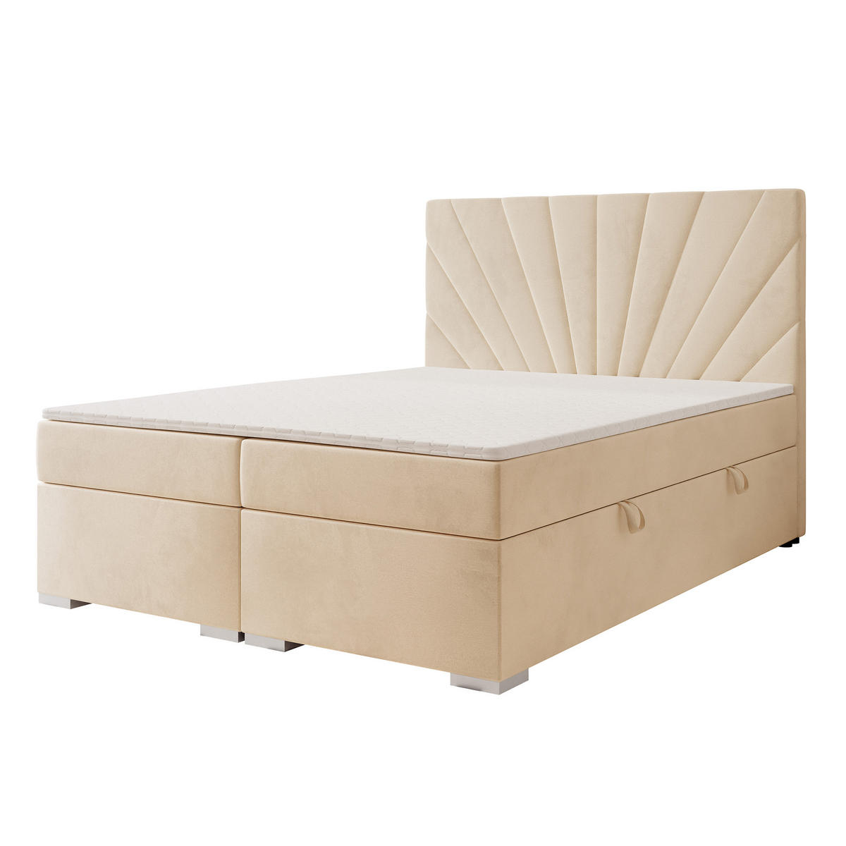 BOXBETT 160x200 cm mit Topper - Beige, Holzwerkstoff/Textil (160/200cm) - Idohome