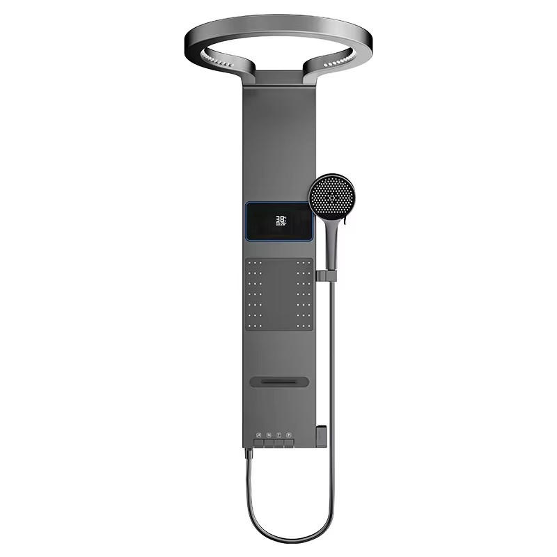 ÜBERKOPFBRAUSESET LED Digitalanzeige Wasserfall - Dunkelgrau, Metall (48.5/105.45/60.7cm) - Bextcok
