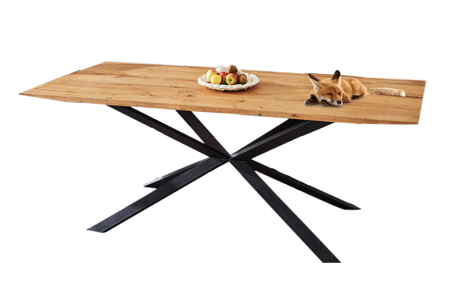 ESSTISCH YOSHA Holz - Schwarz/Naturfarben, Holz (220/95/76cm) - KAWOLA