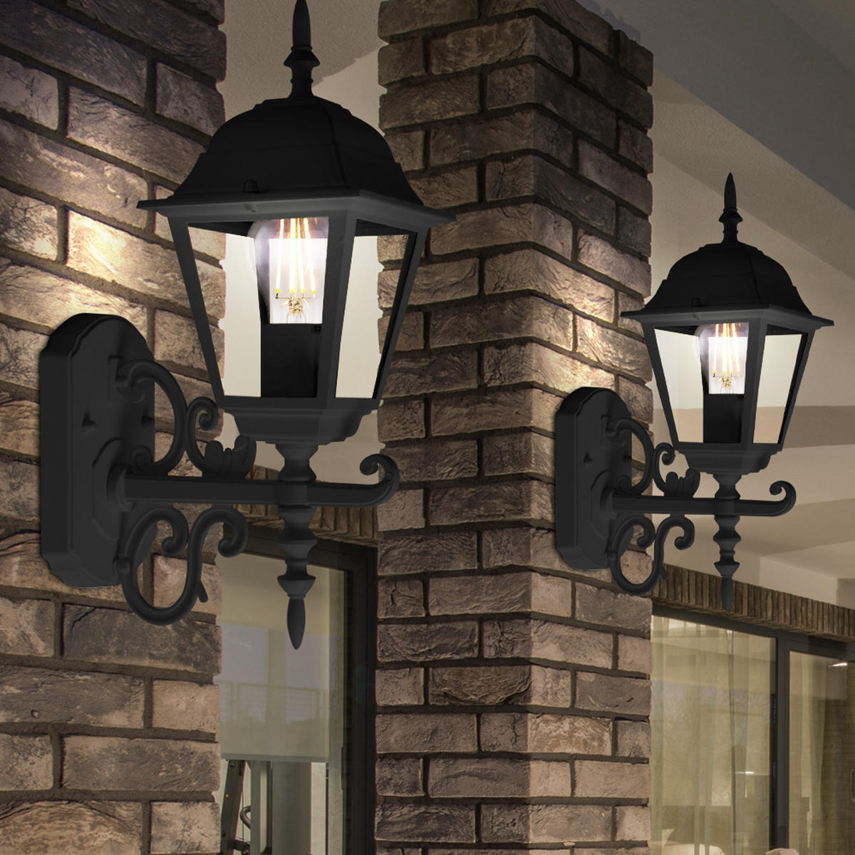 WANDLEUCHTE Aluminium Schwarz Glas Klar - Schwarz, Glas (22.5/14.8/40cm)