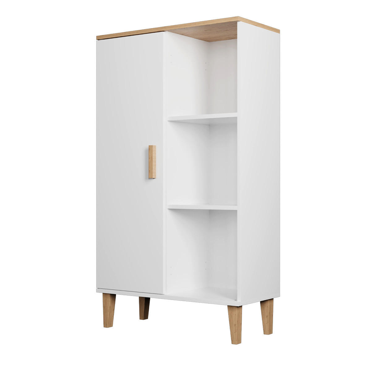 KNIHOVNA Denver Bílá - bílá, kompozitní dřevo (80/120/35cm) - Petits-meubles