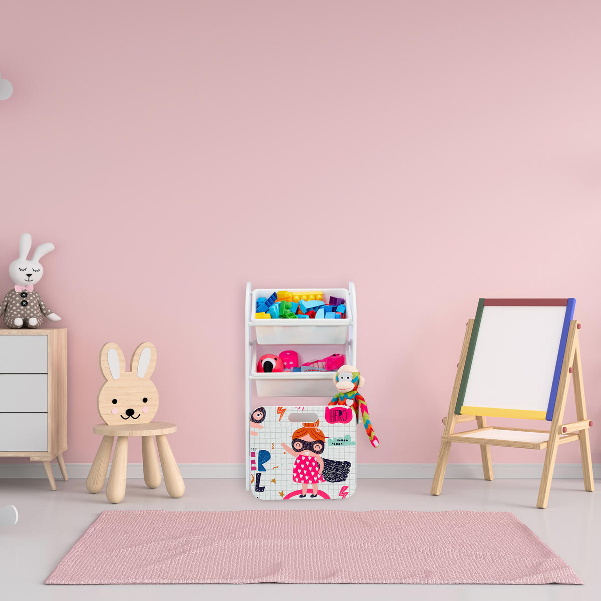 KINDERREGAL - Weiß, Holz/Holzwerkstoff (42.5/80.5/30cm) - Relaxdays