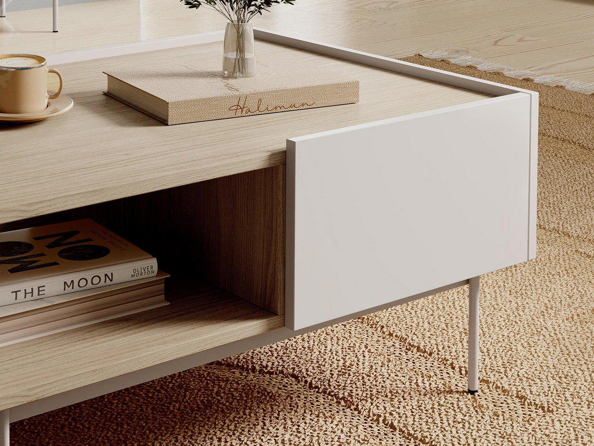 COUCHTISCH Color L97 - Creme, Holzwerkstoff/Metall (65/97/45cm) - MIRJAN24