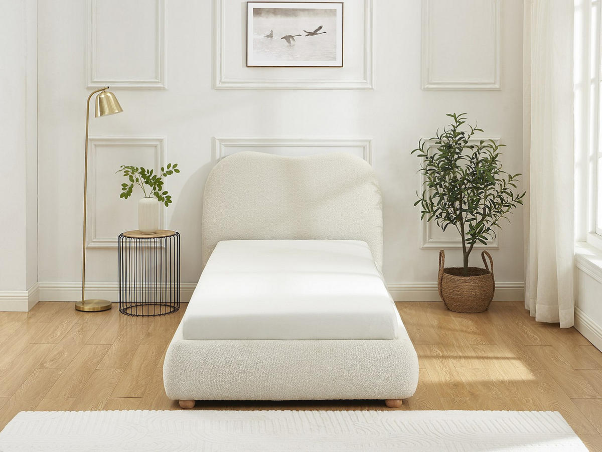 BETT mit Bettkasten - 1 Person - stoff - weiß Vanari - Weiß, Textil (90/190cm) - Vente-Unique