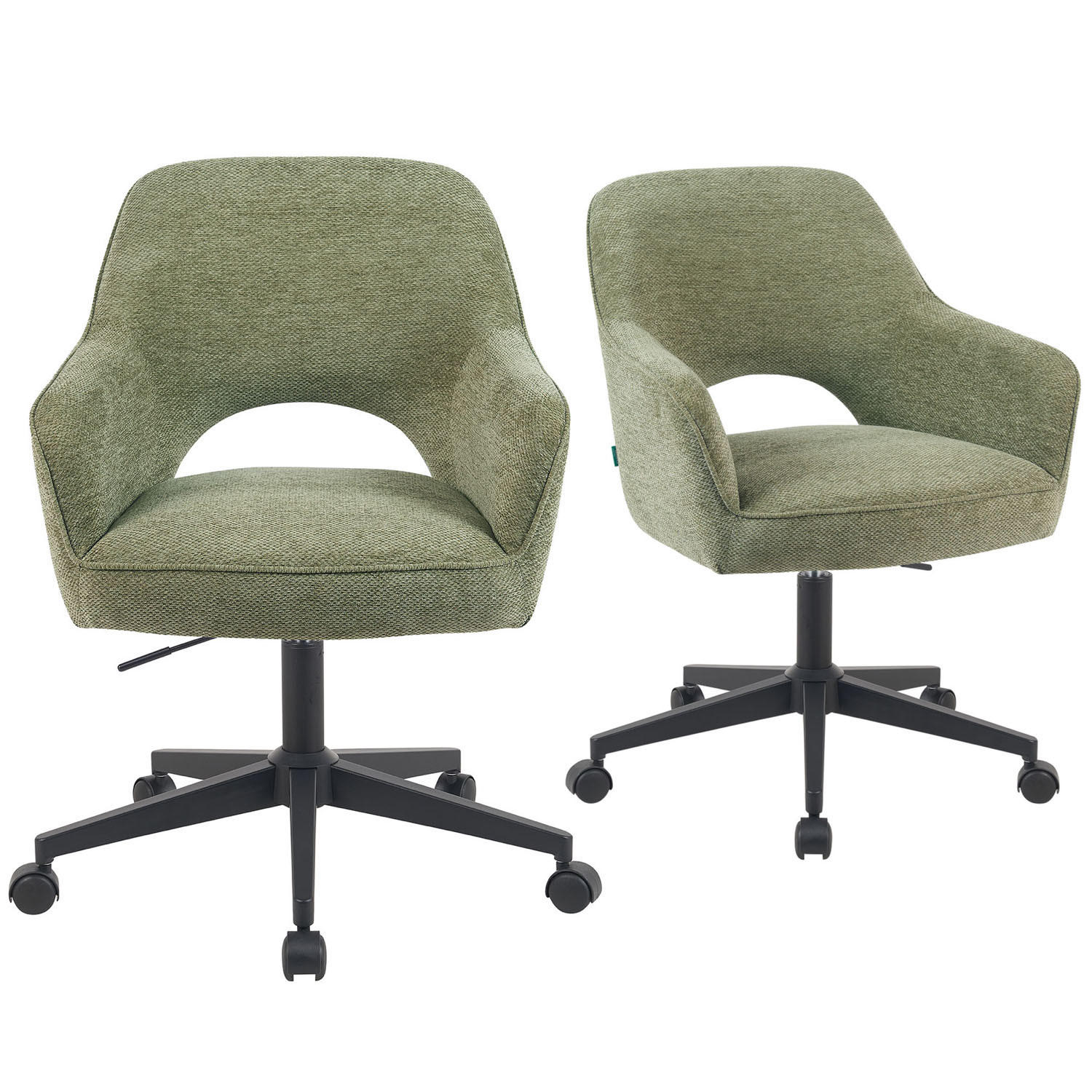 BÜROSTUHL Mika-Ilvy - Schwarz/Grün, Textil/Metall (60/84/65cm) - DUBI Möbel