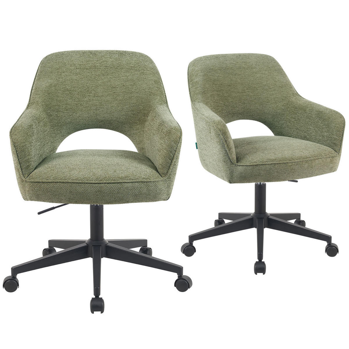 BÜROSTUHL Mika-Ilvy - Schwarz/Grün, Textil/Metall (60/84/65cm) - DUBI Möbel