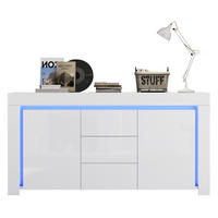 SIDEBOARD aus MDF 140x40x65 cm Weiß mit LED-Beleuchtung, 3 Schubladen und 2 Türen - Weiß, Holzwerkstoff (140/65/40cm) - IVMEU