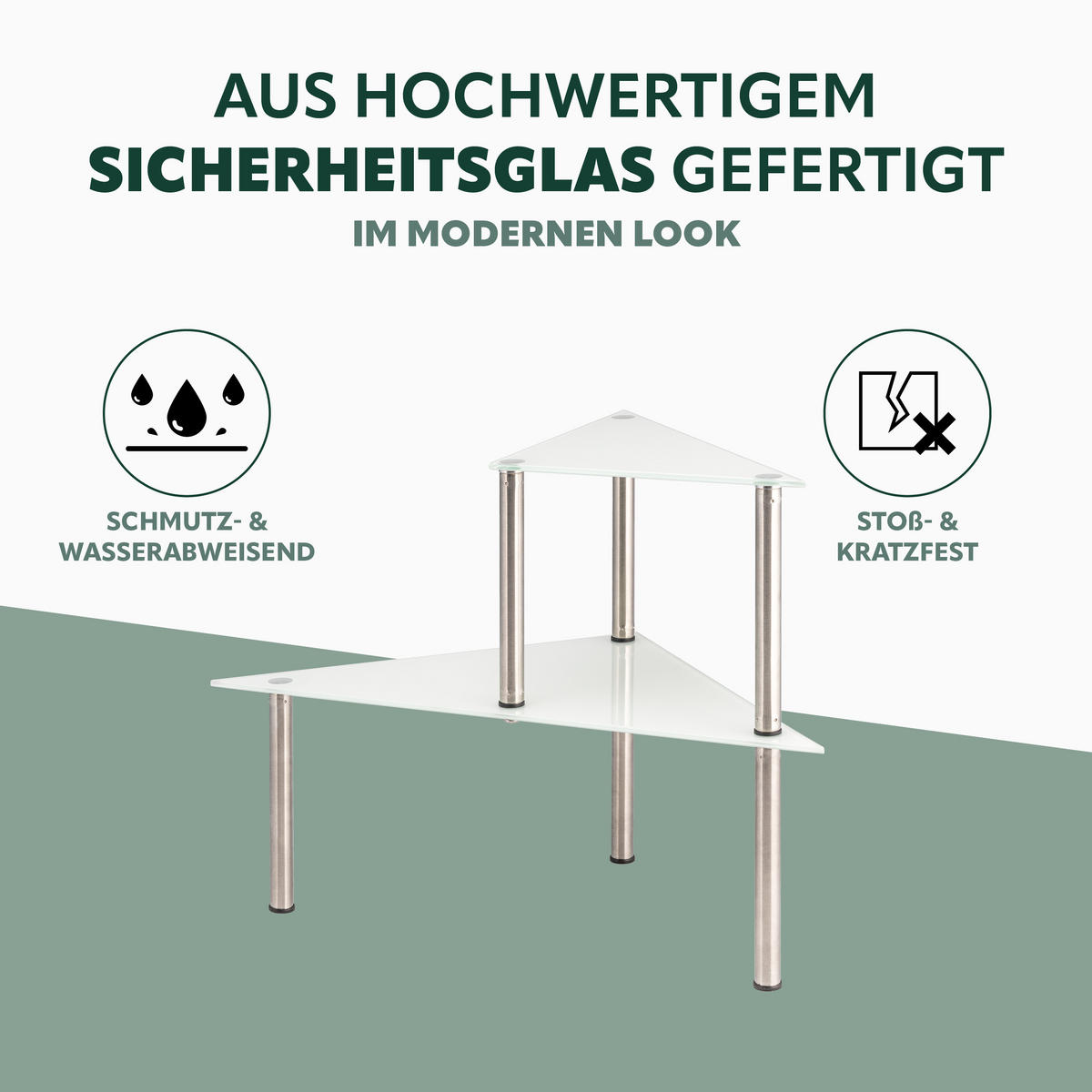 ECKREGAL, weiß, Edelstahl, Kunststoff - Weiß, Glas (33/34/33cm) - bremermann