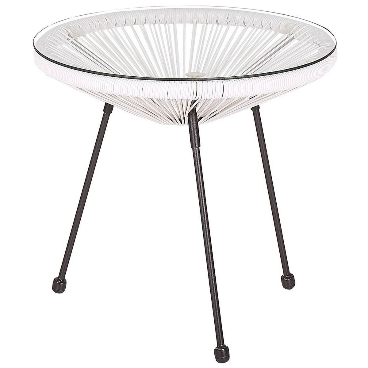 BALKONSET 2-Sitzer Rattan weiß Acapulco II - Schwarz/Weiß, Kunststoff - Beliani