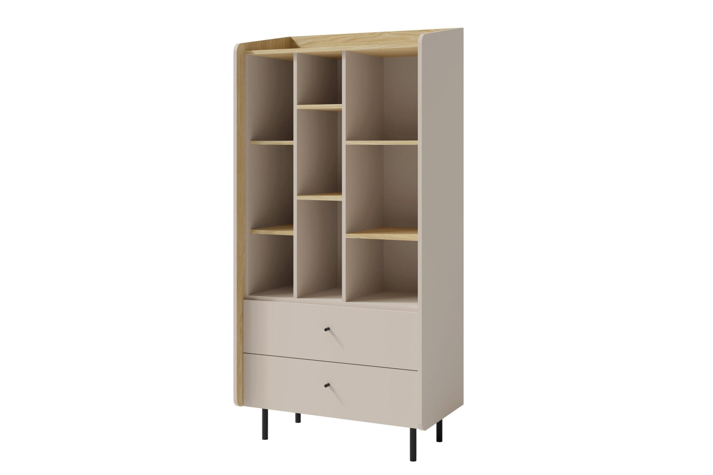 KINDERHOCHKOMMODE ALBI 06 80/42/170 in Sandbeige / Geölte Eiche - Eichefarben/Beige, Holzwerkstoff (80/42/170cm) - Deine Möbel 24