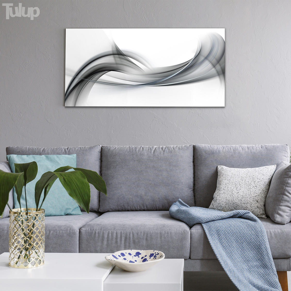 GLASBILD 120x60 cm Moderne Kunst - Grau, Glas (120/60cm) - TULUP