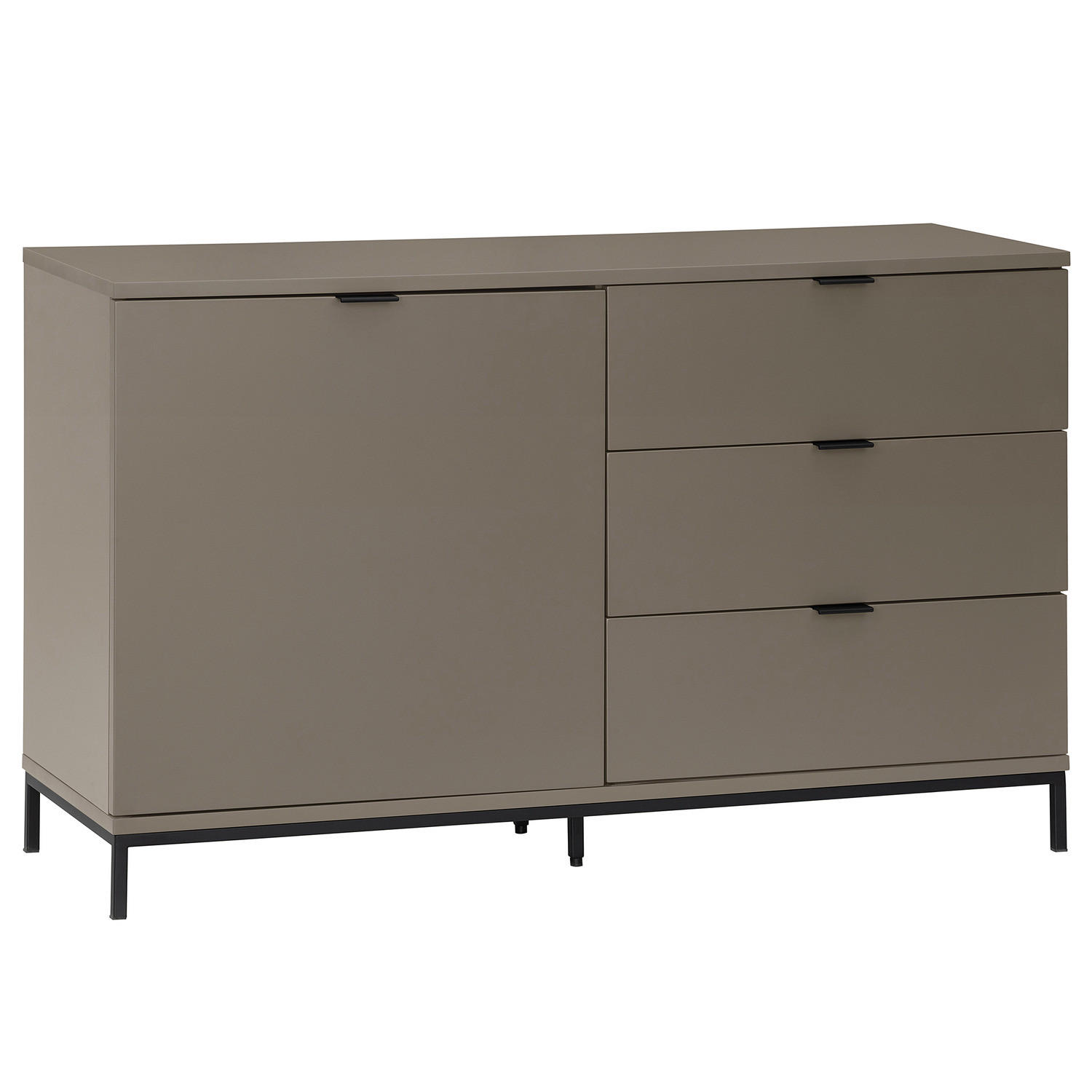 KOMMODE - Metall / MDF - 120 cm - Taupe/Schwarz, Holzwerkstoff/Metall (120/74/40cm) - home24