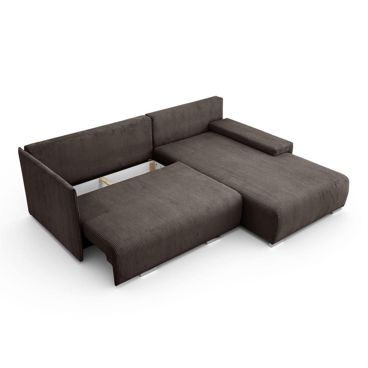 ECKSOFA LAVIO L mit Schlaffunktion und Bettzeugkasten Rechte - Graubraun, Textil (246/188cm) - Lookway