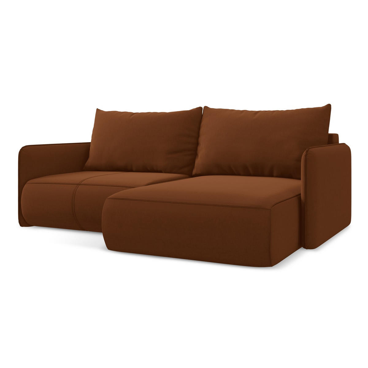 ECKSOFA mit Schlaffunktion Samt Stoff Orange - Terracotta/Schwarz, Kunststoff/Textil (207/148cm) - LaMiaSofa