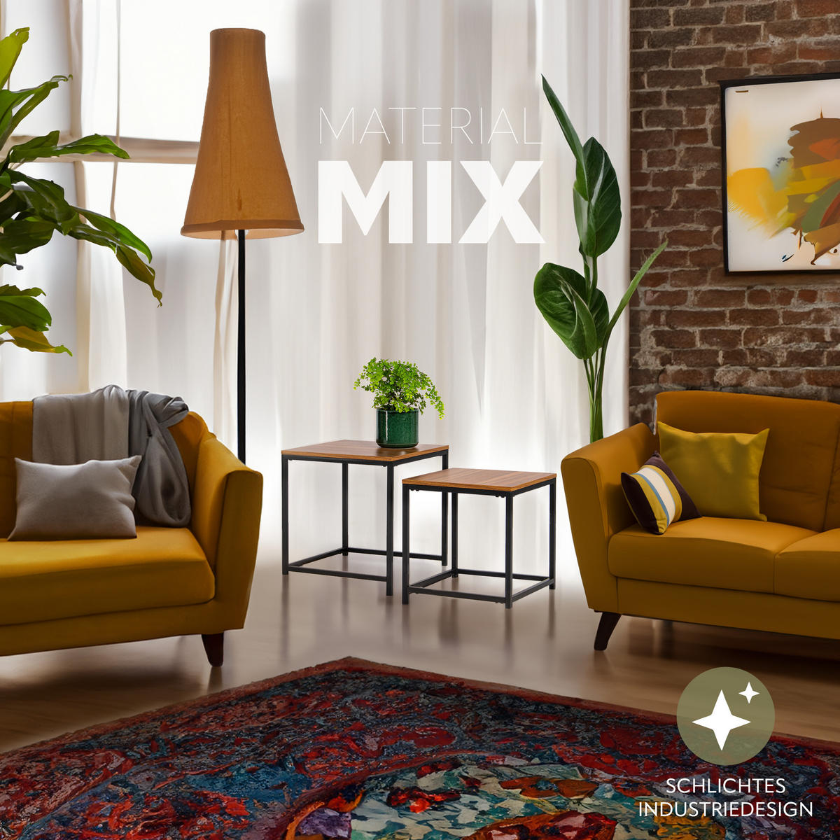 BEISTELLTISCHE 2er-Set, schwarz, Metall, MDF-Holz - Schwarz, Metall (40/40/40cm) - bremermann