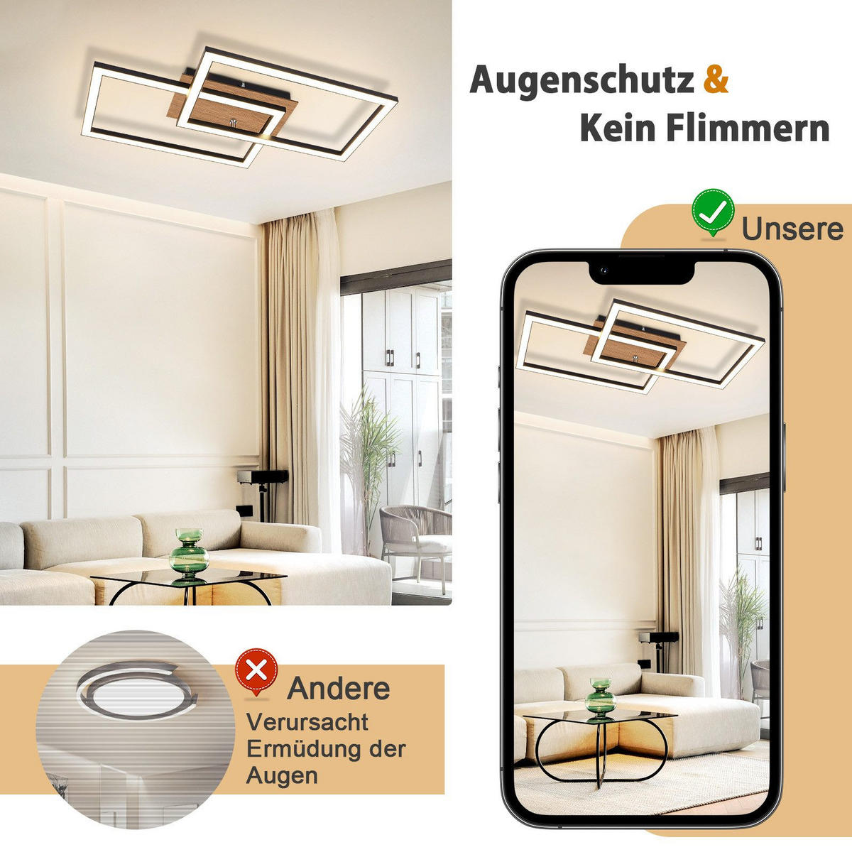 LED-DECKENLEUCHTE Ratingen 50/30/6.1 cm - Schwarz, Metall (50/30/6.1cm) - Nettlife