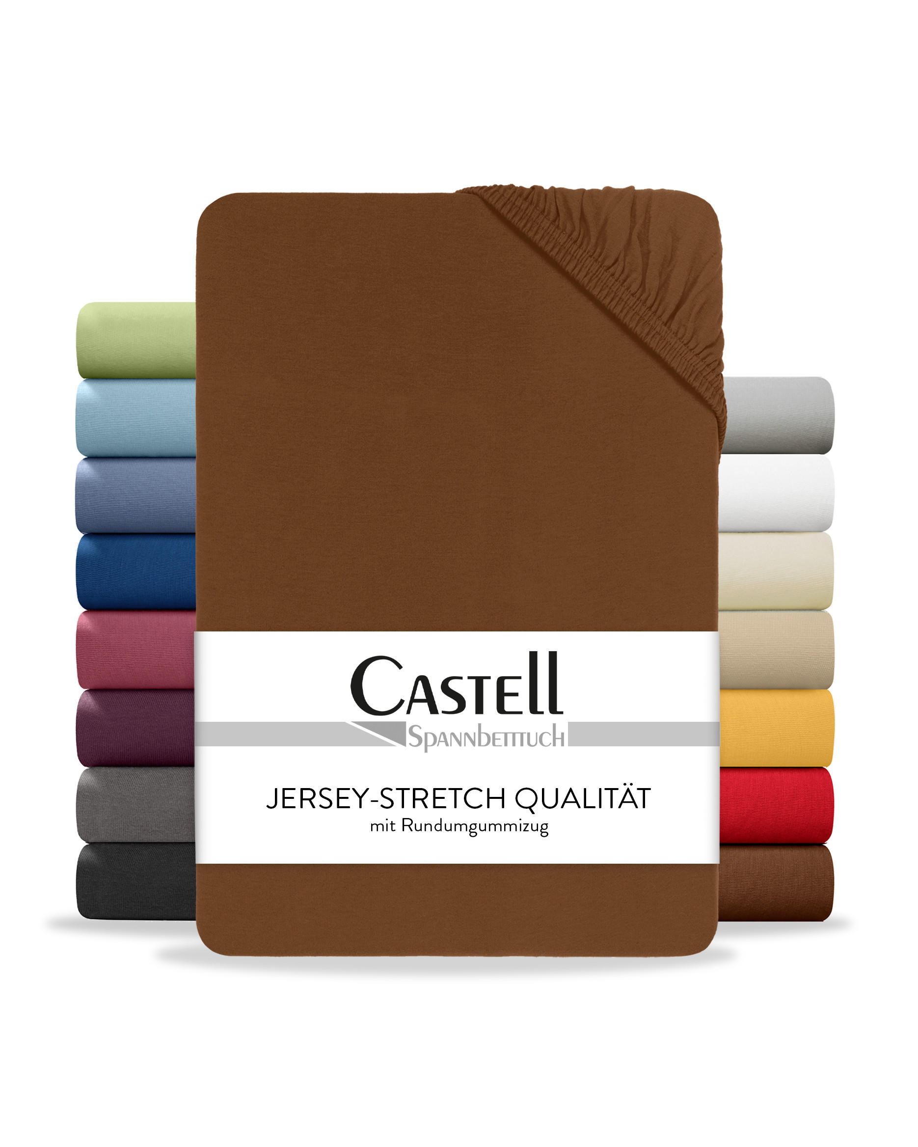 SPANNBETTTUCH Basic Jersey chocolate, 140x200 cm - 160x200 cm - Dunkelbraun, Textil (160/200cm) - Castell